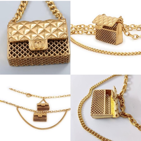 Gold Chain Waist Belt with Mini Bag - Picture 3 of 5